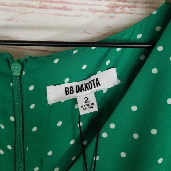 BB Dakota | Green Micro Dot Midi Dress NEW - Picture 5 of 5